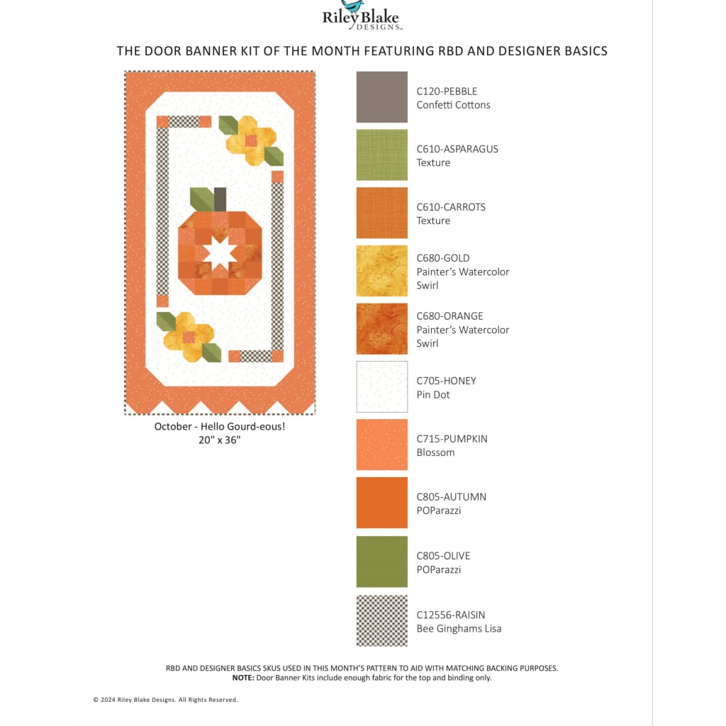 2024 Riley Blake Door Banner of the Month Kit - October